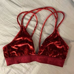 PINK velvet triangle bralette
